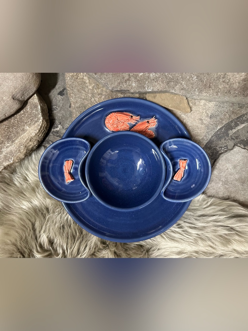 3 Piece Shrimp 🦐  Pottery Serving Set